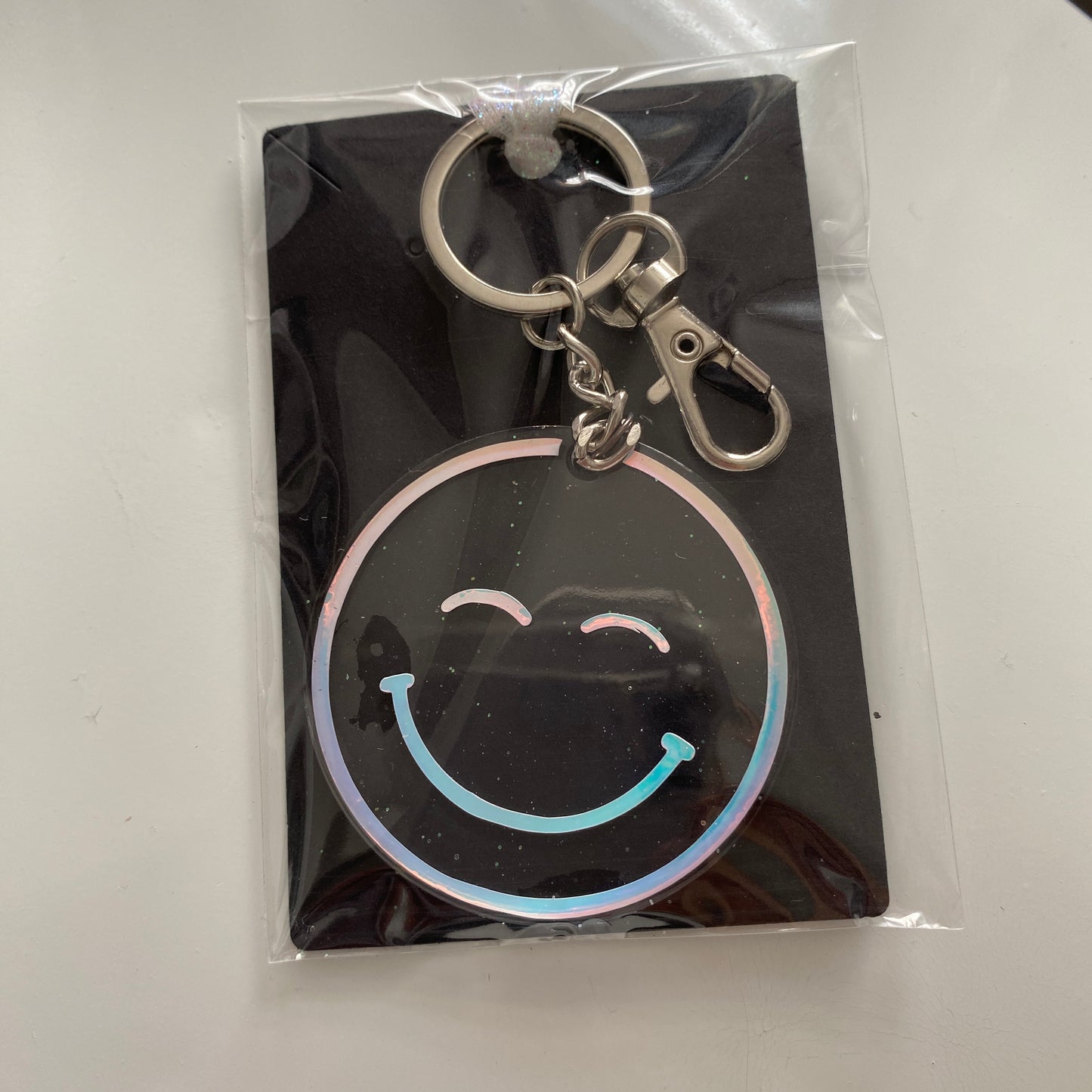 Porte-clés "Happy face" holographique