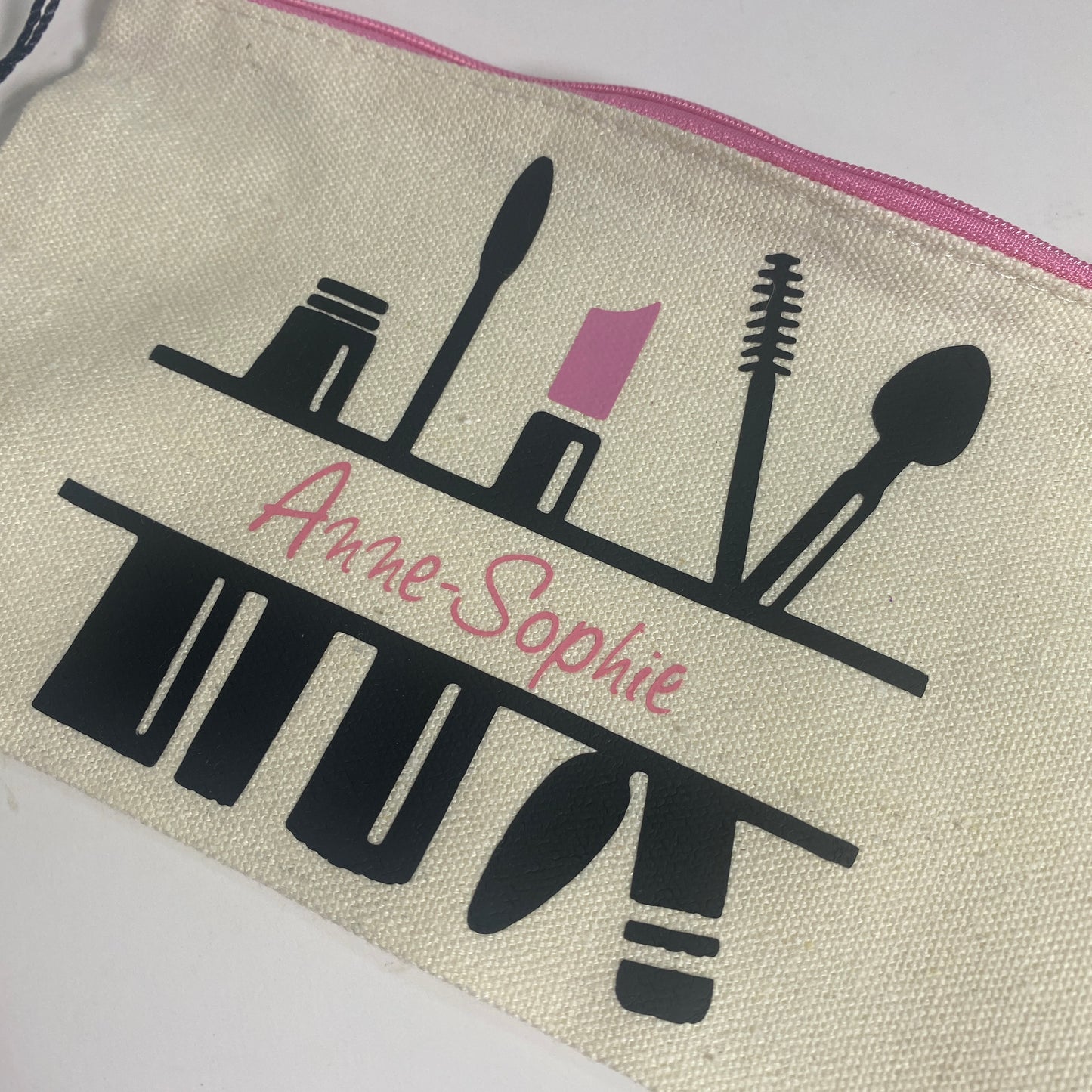 Trousse "Lipstick rose" personnalisée prénom