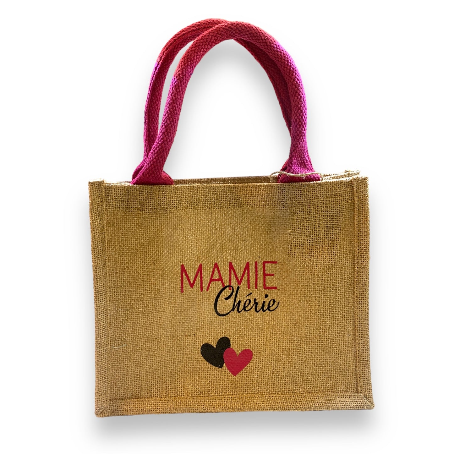 sac cabas en toile de jute anses fuchsia mamie cherie