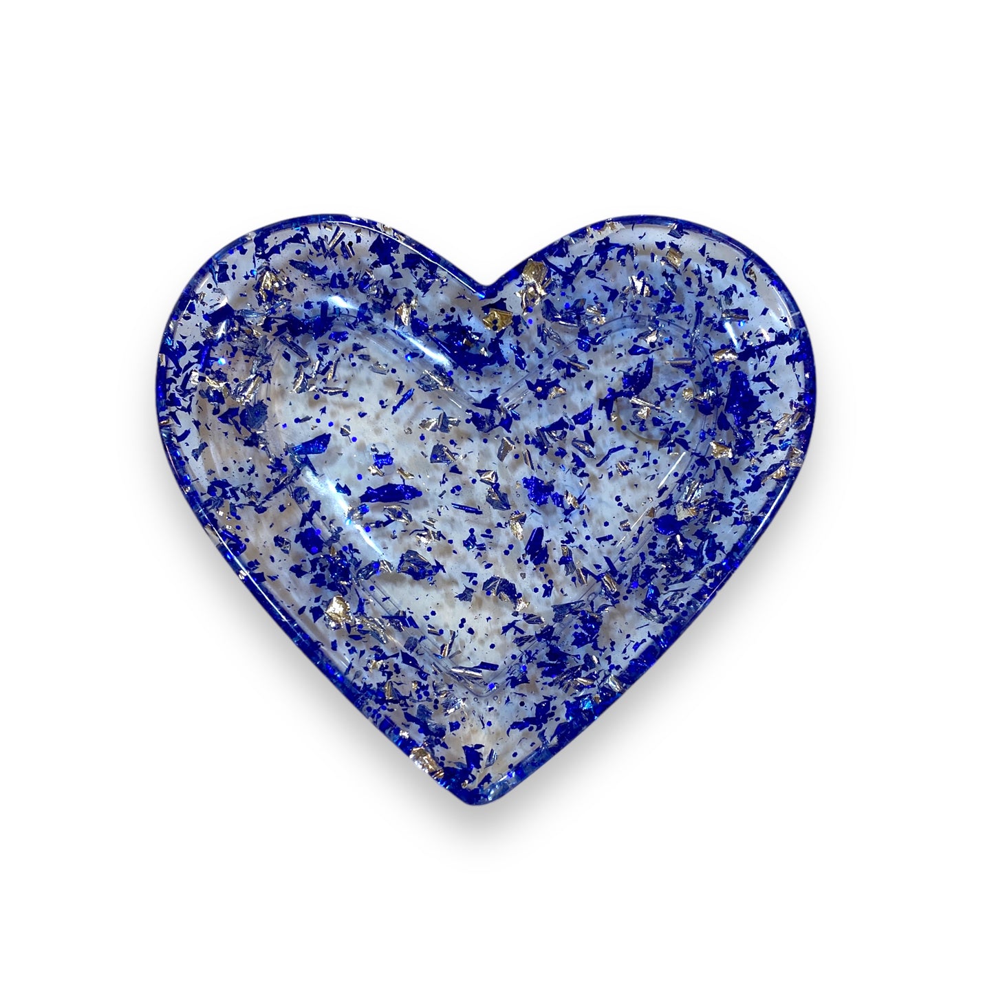 vide poches coeur bleu feuilles argent résine epoxy