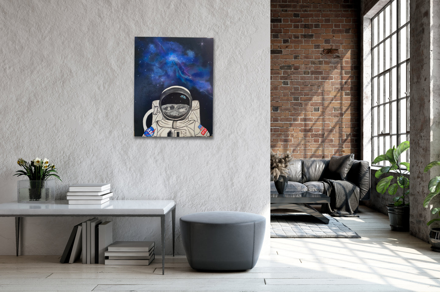 Peinture sur toile "Un homme dans l'espace"