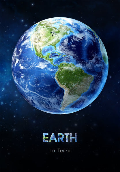 Poster illustration "Earth" fond ciel étoilé