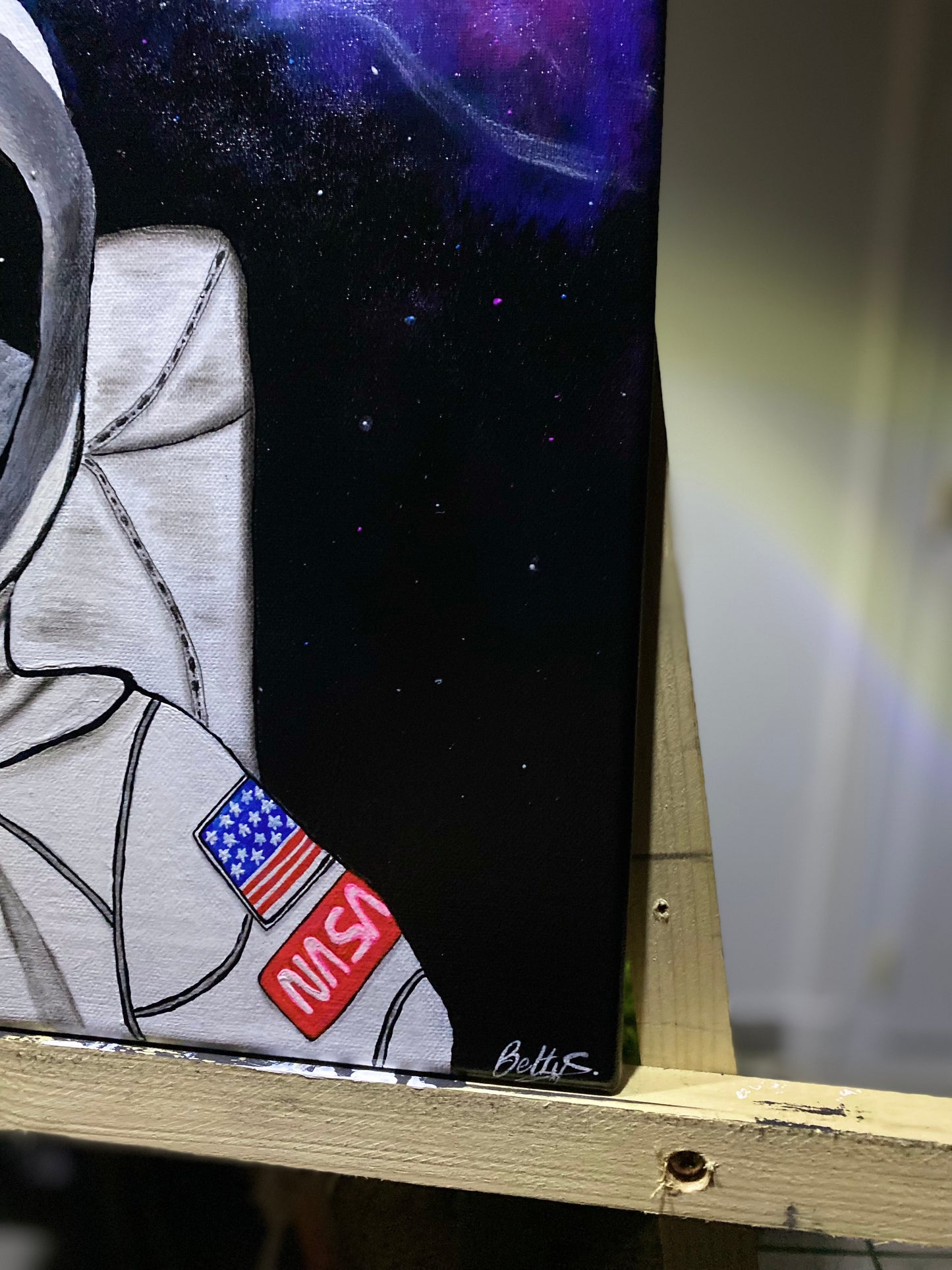 Peinture sur toile "Un homme dans l'espace"