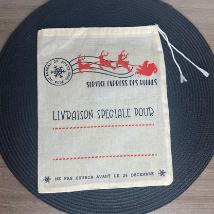 Pochon pour cadeau de Noël personnalisable prénom