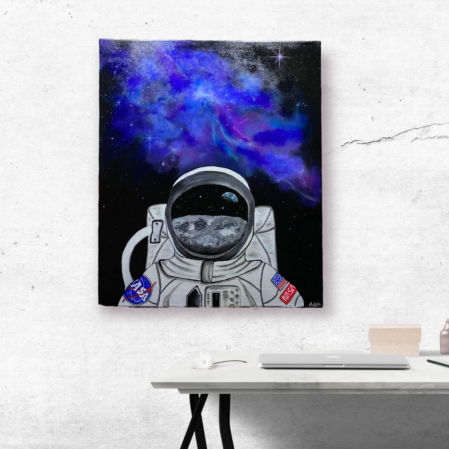 Peinture sur toile "Un homme dans l'espace"