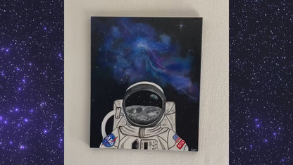 Peinture sur toile "Un homme dans l'espace"