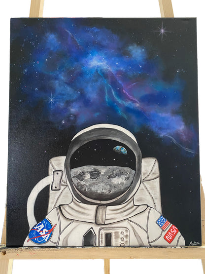 Peinture sur toile "Un homme dans l'espace"